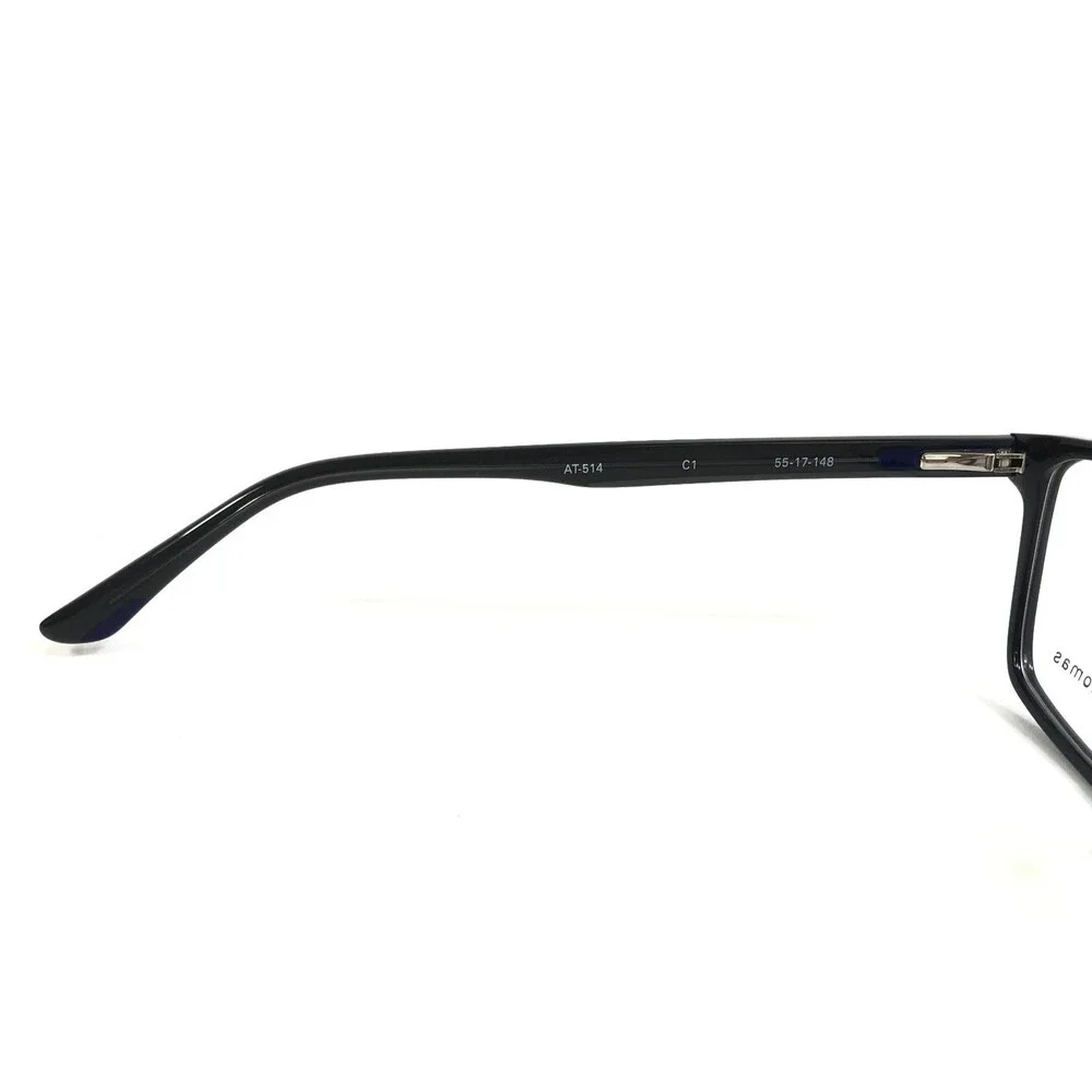 Adin Thomas Eyeglasses Frames AT-514 C1 Shiny Black Rectangle Full Rim 55-17-148